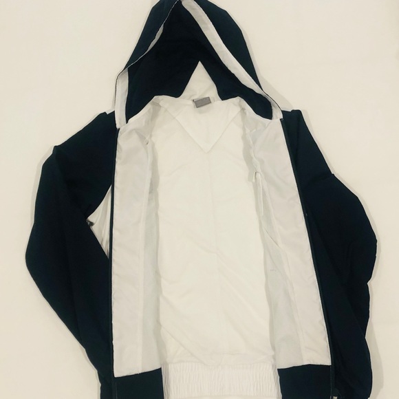 Nike Navy Blue & White Rain Jacket with Hoodie - Picture 3 of 6